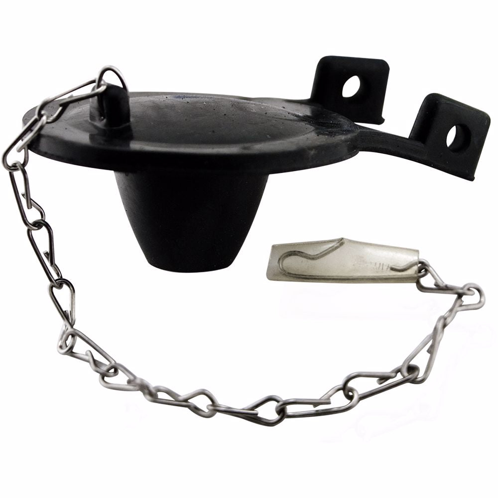 Jones Stephens C04007 2" Black Rubber Toilet Flapper with Stainless Steel Chain
