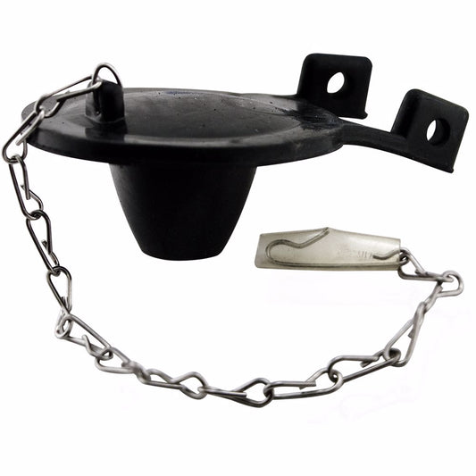 Jones Stephens C04007 2" Black Rubber Toilet Flapper with Stainless Steel Chain