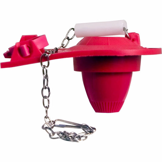 Jones Stephens C04050 2" Red Two-Way Adjustable Toilet Flapper with Stainless Steel Chain