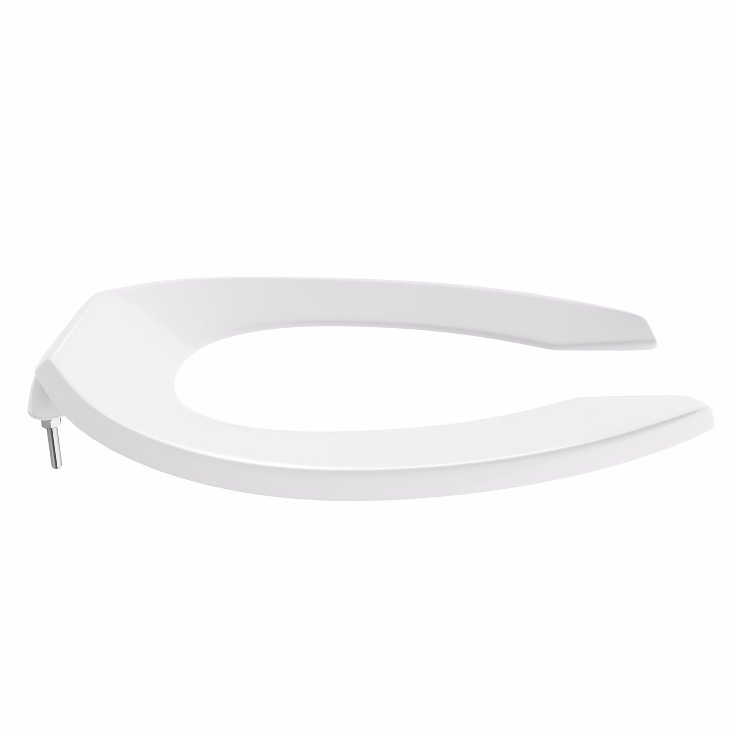Jones Stephens C106SSCAM00 White Plastic Toilet Seat, Open Front less Cover, Self-Sustaining Check Hinges, Elongated