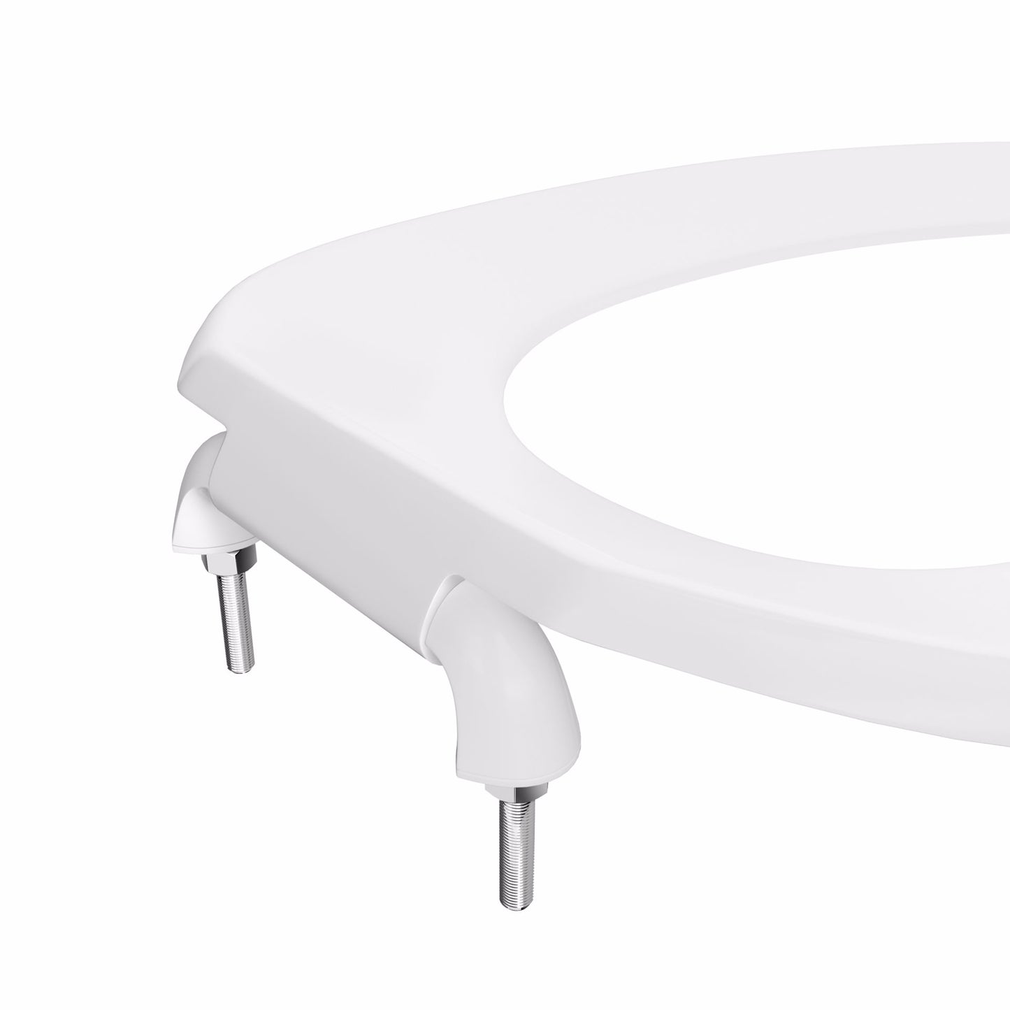 Jones Stephens C106SSCAM00 White Plastic Toilet Seat, Open Front less Cover, Self-Sustaining Check Hinges, Elongated