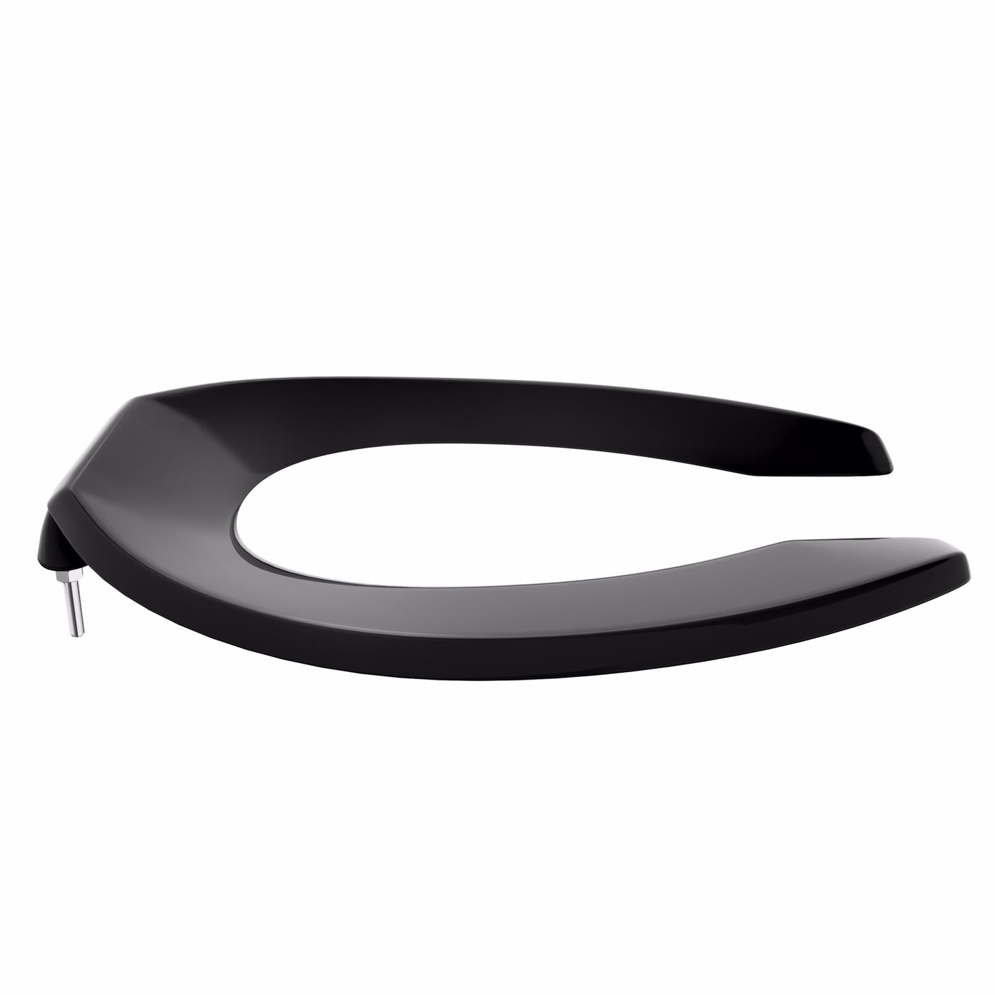 Jones Stephens C106SSCAM90 Black Plastic Toilet Seat, Open Front less Cover, Self-Sustaining Check Hinges, Elongated