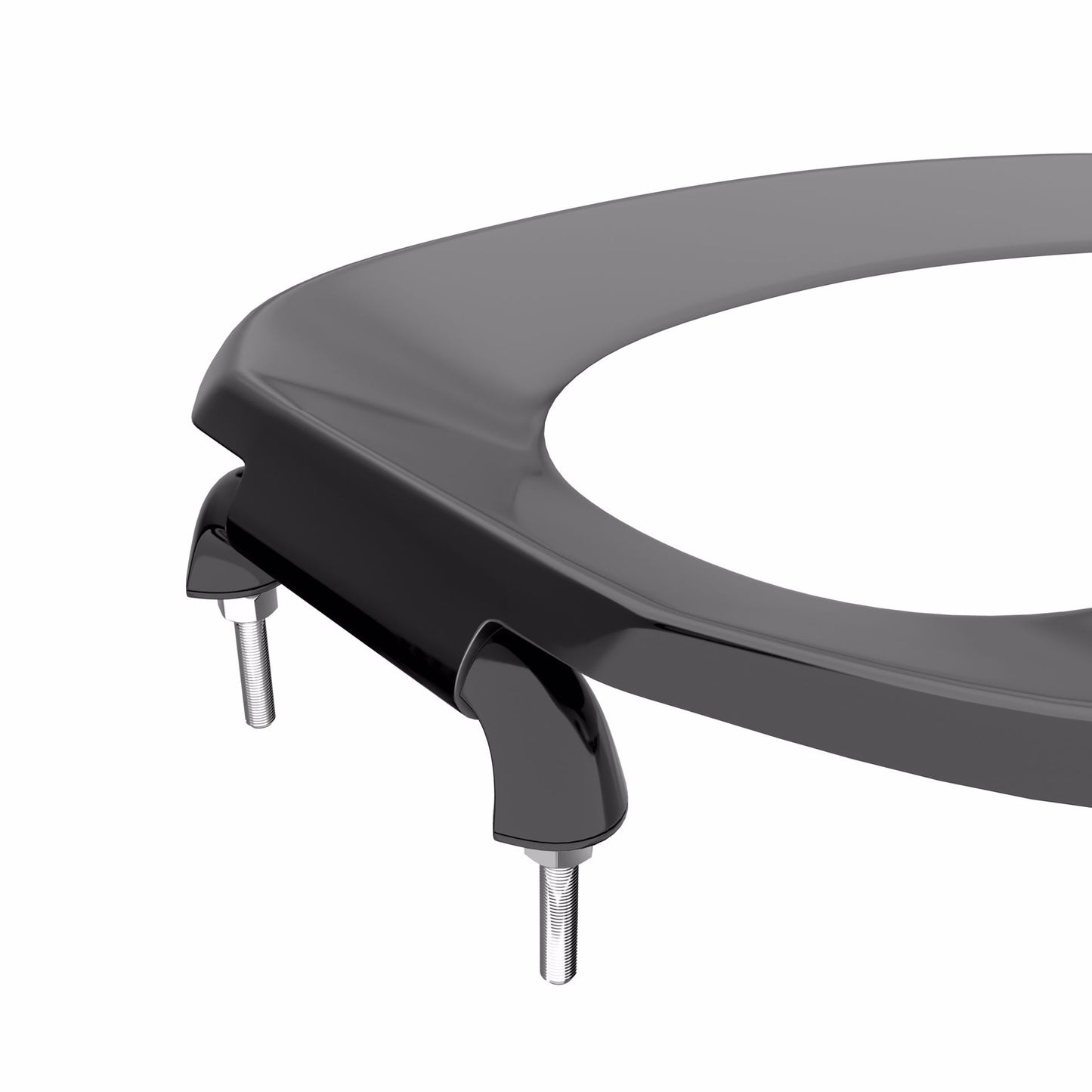 Jones Stephens C106SSCAM90 Black Plastic Toilet Seat, Open Front less Cover, Self-Sustaining Check Hinges, Elongated