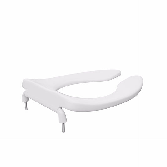 Jones Stephens C108C00 White Heavy Duty Plastic Toilet Seat, Open Front less Cover, Check Hinges, Elongated