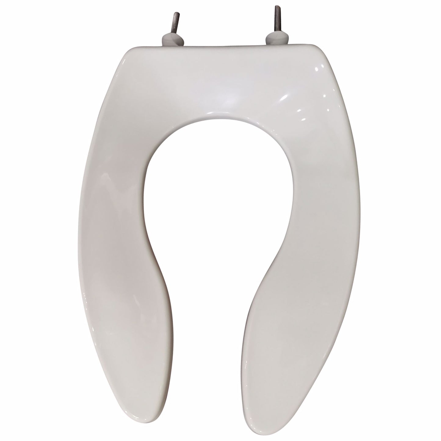 Jones Stephens C108SSCAM00 Heavy Duty Commercial Seat, White, Self-Sustaining Check Hinge, Elongated Open Front less Cover