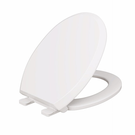 Jones Stephens C1211S00 White Deluxe Plastic Toilet Seat, Closed Front with Cover, Slow-Close and QuicKlean® Hinges, Elongated