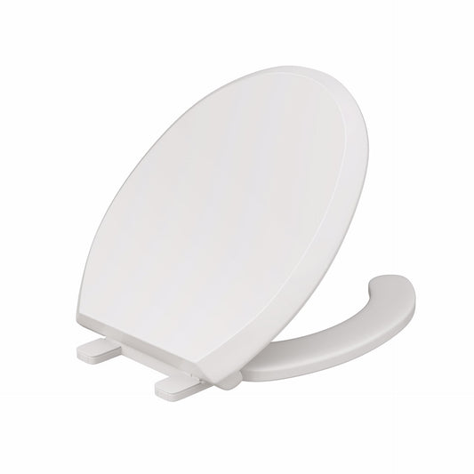 Jones Stephens C1606OS00 White Premium Plastic Toilet Seat, Open Front with Cover, Slow-Close Hinges, Round