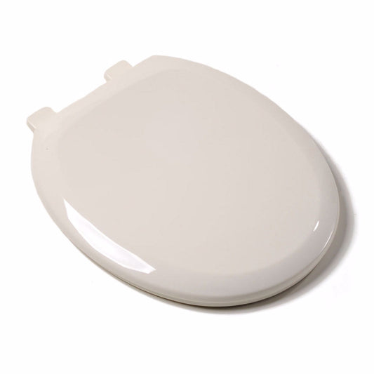 Jones Stephens C1606S02 Biscuit Premium Plastic Toilet Seat, Closed Front with Cover, Slow-Close and QuicKlean® Hinges, Round