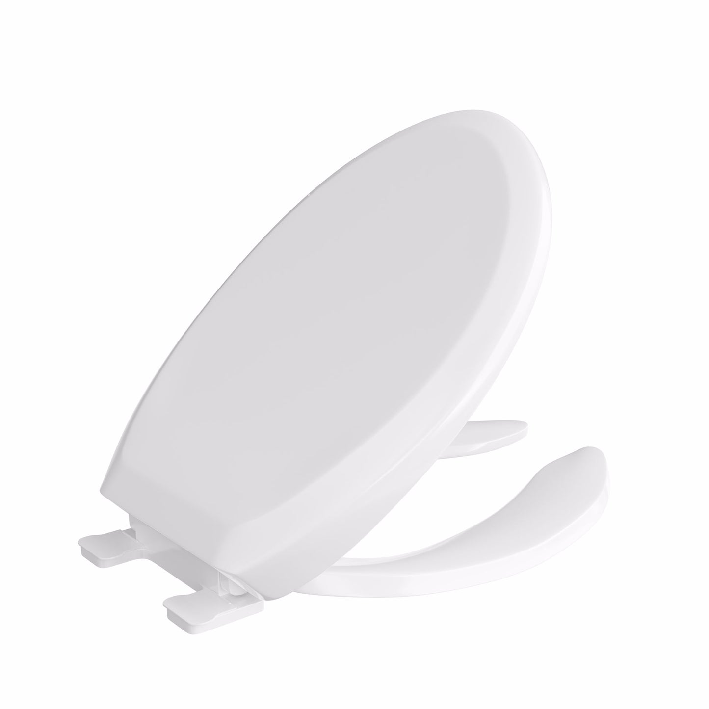 Jones Stephens C2200OS00 White Premium Plastic Toilet Seat, Open Front with Cover, Slow-Close Hinges, Elongated