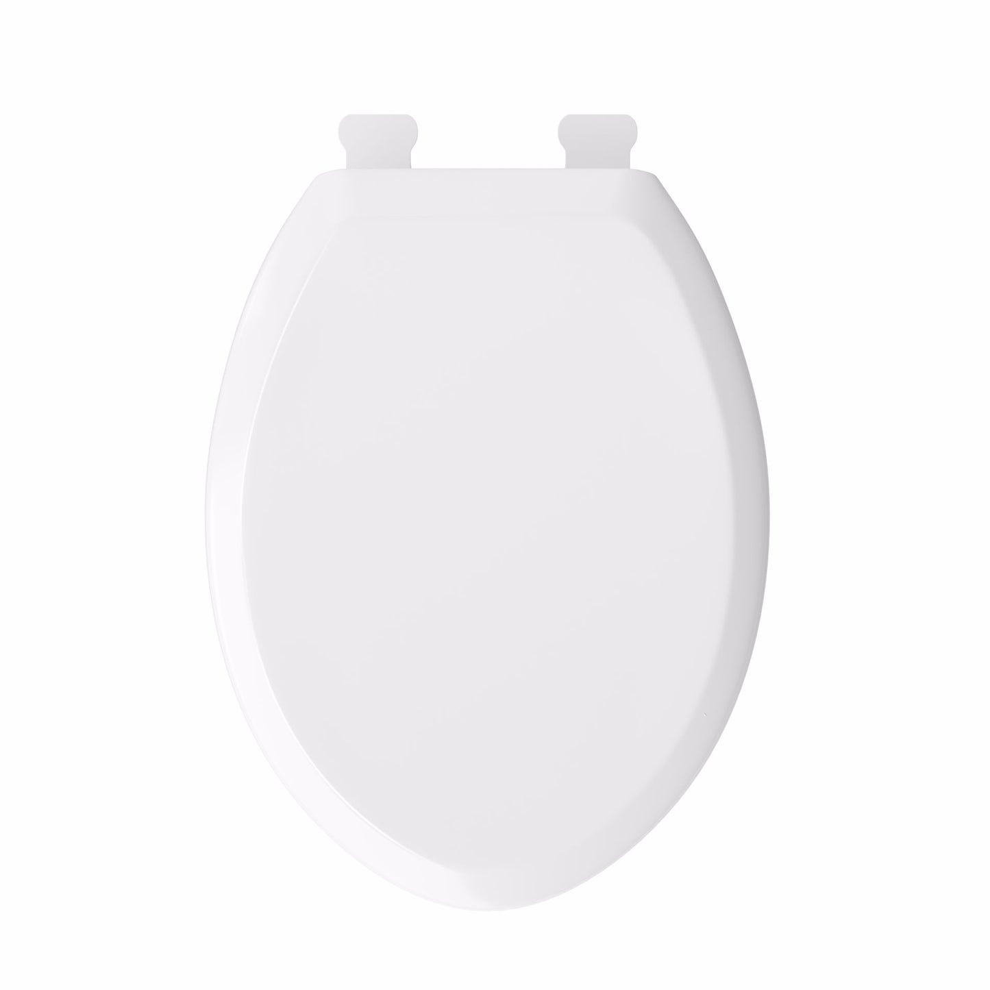 Jones Stephens C2200OS00 White Premium Plastic Toilet Seat, Open Front with Cover, Slow-Close Hinges, Elongated