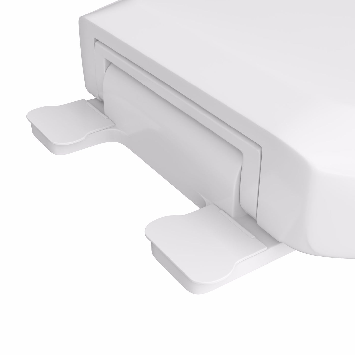 Jones Stephens C2200OS00 White Premium Plastic Toilet Seat, Open Front with Cover, Slow-Close Hinges, Elongated