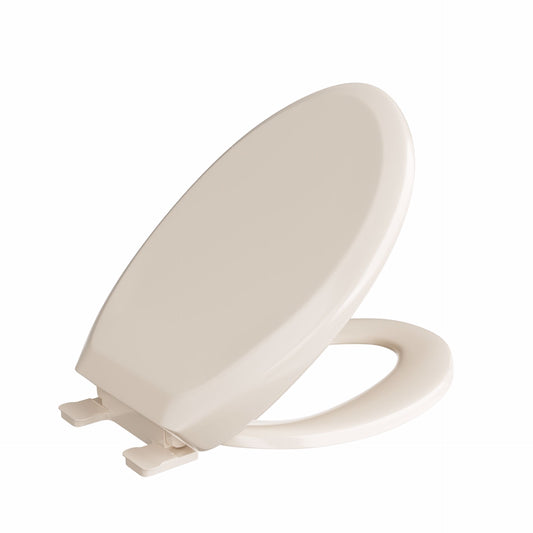 Jones Stephens C2200S02 Biscuit Premium Plastic Toilet Seat, Closed Front with Cover, Slow-Close and QuicKlean® Hinges, Elongated