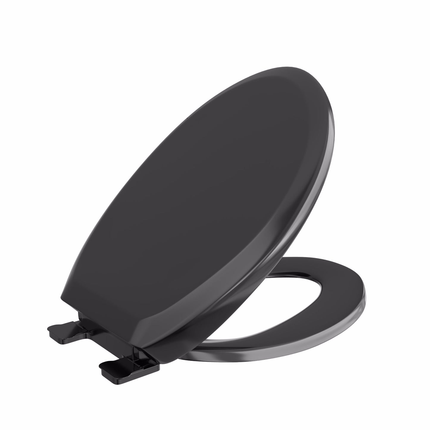 Jones Stephens C2200S90 Black Premium Plastic Toilet Seat, Closed Front with Cover, Slow-Close and QuicKlean® Hinges, Elongated