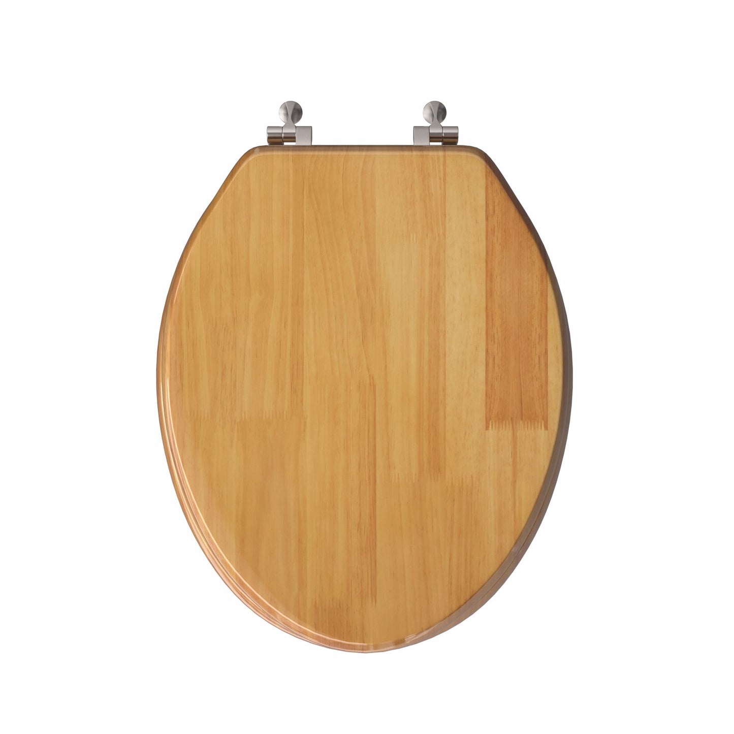 Jones Stephens C2B1E17BN Dark Oak Designer Wood Toilet Seat with Piano Finish, Closed Front with Cover, Brushed Nickel Hinges, Elongated