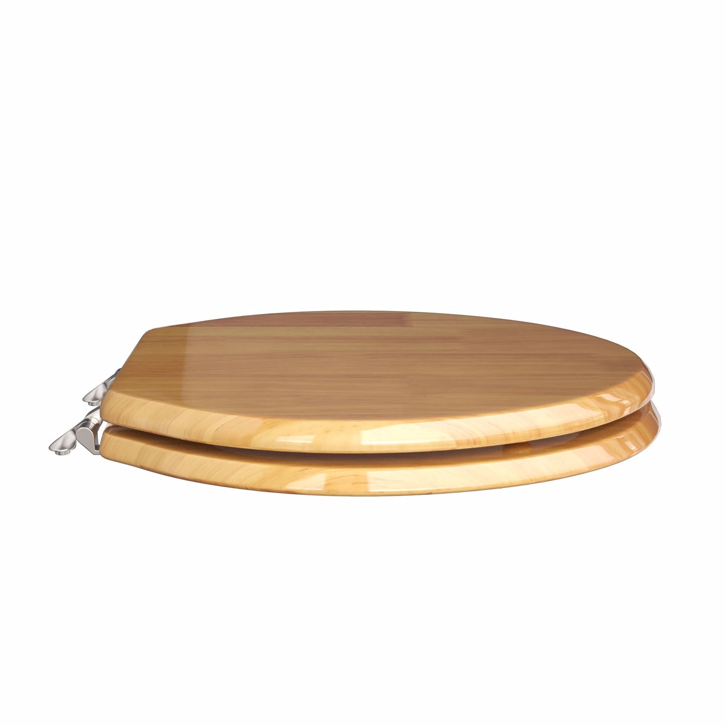 Jones Stephens C2B1E17BN Dark Oak Designer Wood Toilet Seat with Piano Finish, Closed Front with Cover, Brushed Nickel Hinges, Elongated