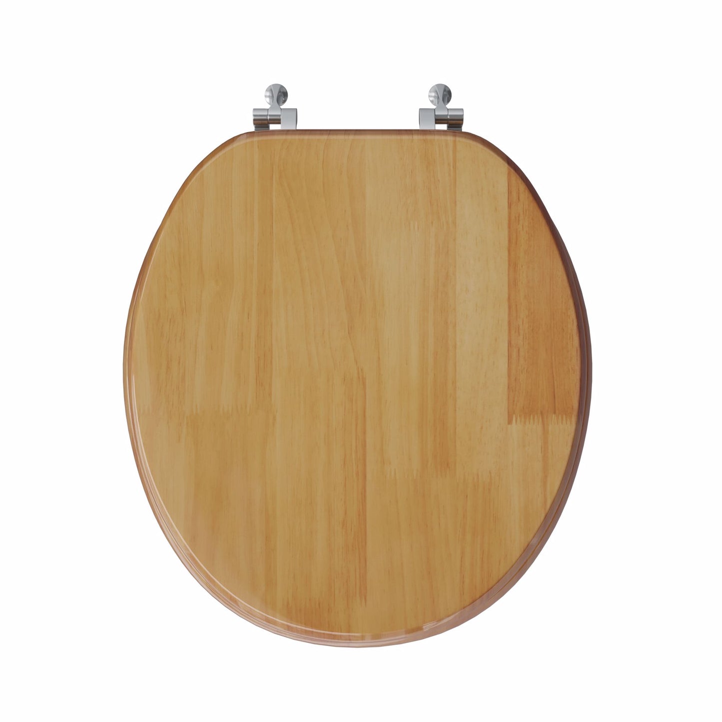 Jones Stephens C2B1R17CH Natural Oak Designer Wood Toilet Seat with Piano Finish, Closed Front with Cover, Chrome Hinges, Round