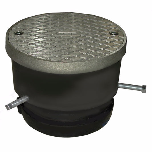 Jones Stephens C33032 3" Adjustable-Plain End Cleanout with 5-1/2" Nickel Bronze Cover with Ring - Height 4-1/4" - 6"