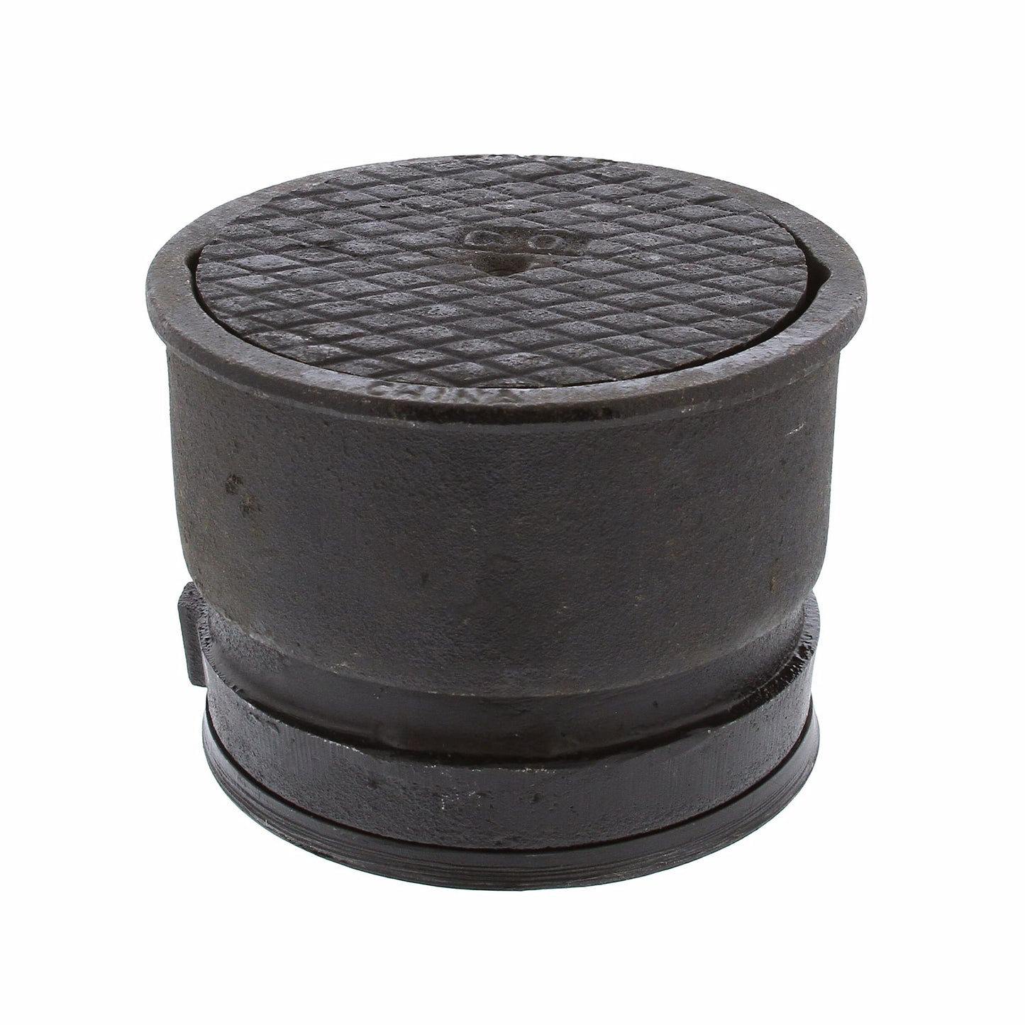 Jones Stephens C33144 4" Adjustable Push-On Cleanout for Cast Iron Pipe with 6-3/16" Cast Iron Cover with center screw - Height 4-7/8" - 5-3/4"