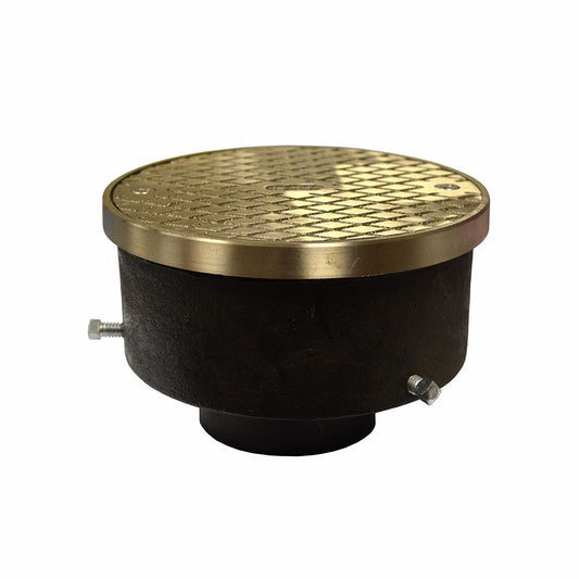Jones Stephens C33322 2" Adjustable ABS Cleanout for Plastic Pipe with 5-1/2" Nickel Bronze Cover with Ring - Height 3-1/8" - 4-1/8"