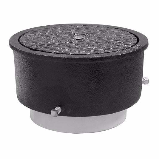 Jones Stephens C33444 4" Adjustable PVC Cleanout for Plastic Pipe Hub with 6-3/16" Cast Iron with Center Screw - Height 3" - 4-1/2"