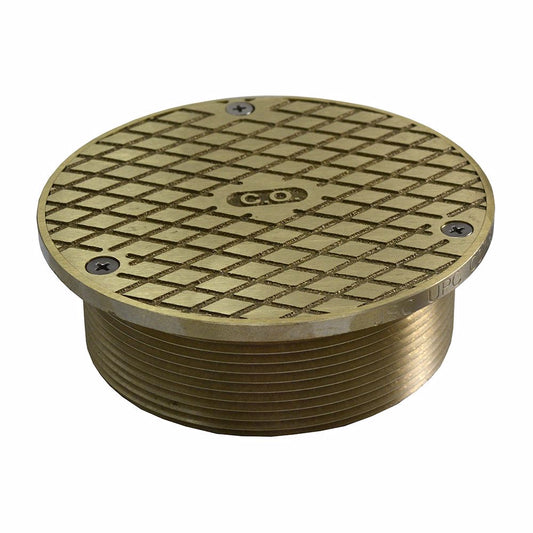 Jones Stephens C37805 4" Metal Cleanout Spud with 5" Nickel Bronze Round Cover