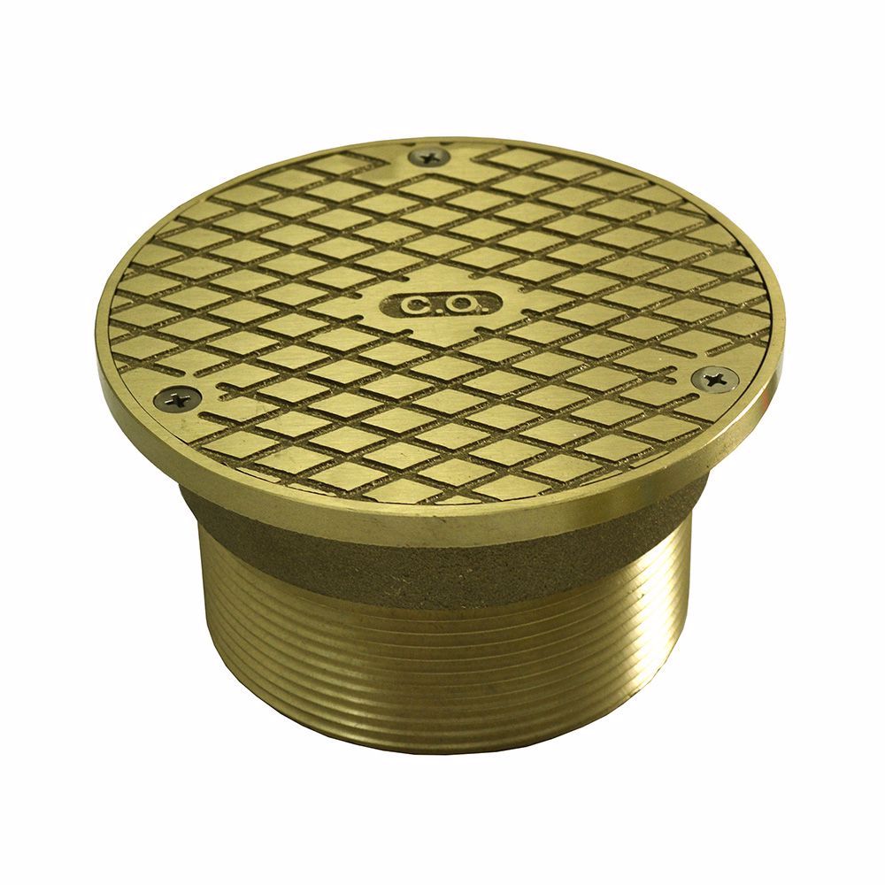 Jones Stephens C37811 3-1/2" Metal Heavy Duty Cleanout Spud with 5" Polished Brass Round Cover