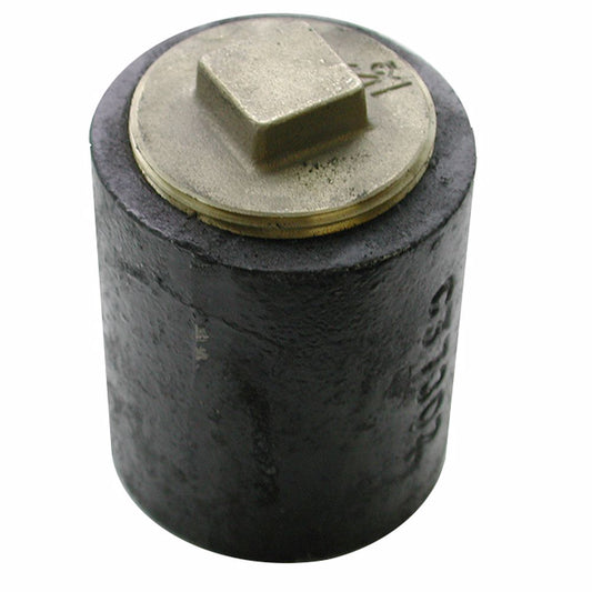 Jones Stephens C38102 2" Plain End Cast Iron Cleanout-Short Pattern with 1-1/2" Raised Head Southern Code Plug - 2-7/8" Height
