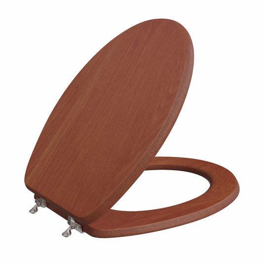 Jones Stephens C3B2E115BN Cherry Designer Wood Toilet Seat, Closed Front with Cover, Brushed Nickel Hinges, Elongated