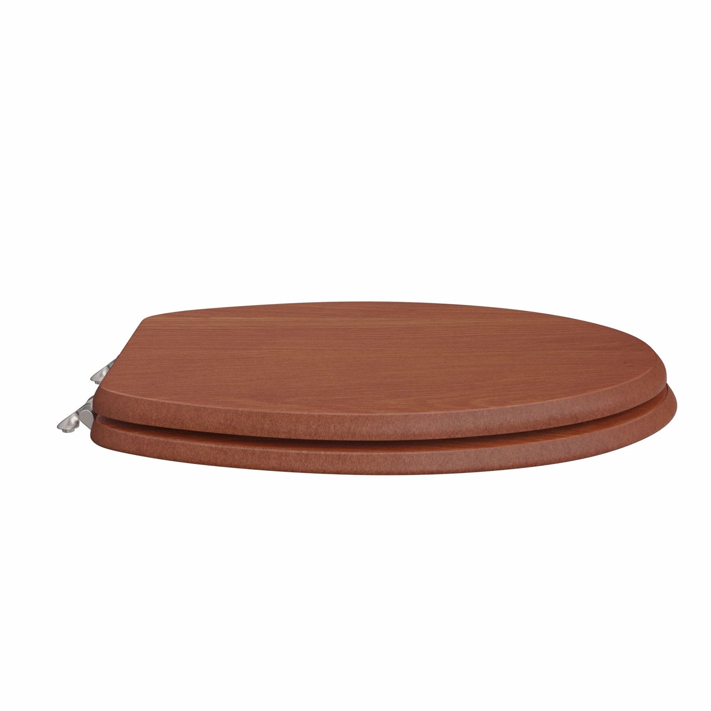 Jones Stephens C3B2E115BN Cherry Designer Wood Toilet Seat, Closed Front with Cover, Brushed Nickel Hinges, Elongated