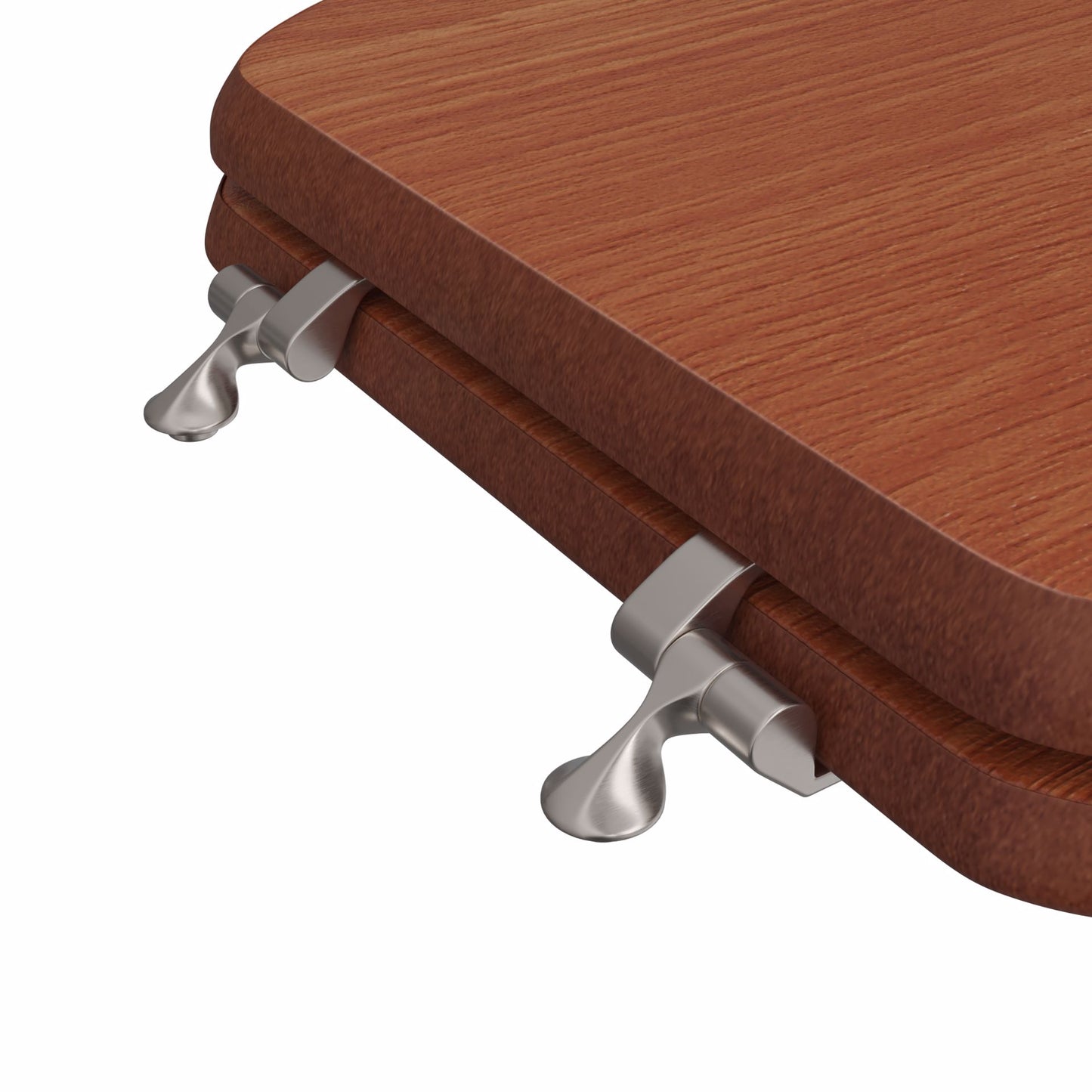 Jones Stephens C3B2E115BN Cherry Designer Wood Toilet Seat, Closed Front with Cover, Brushed Nickel Hinges, Elongated
