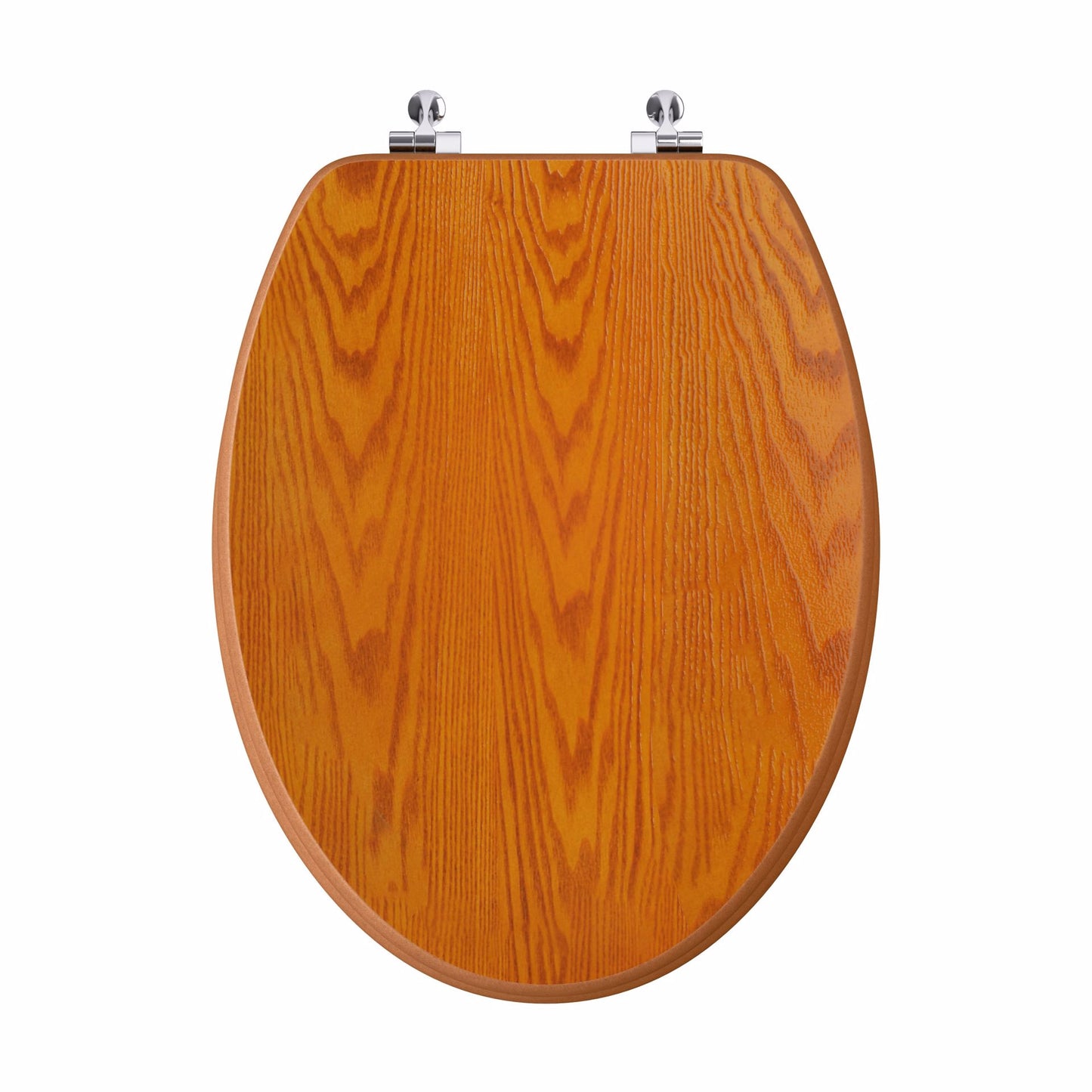 Jones Stephens C3B2E118CH Oak Designer Wood Toilet Seat, Closed Front with Cover, Chrome Hinges, Elongated