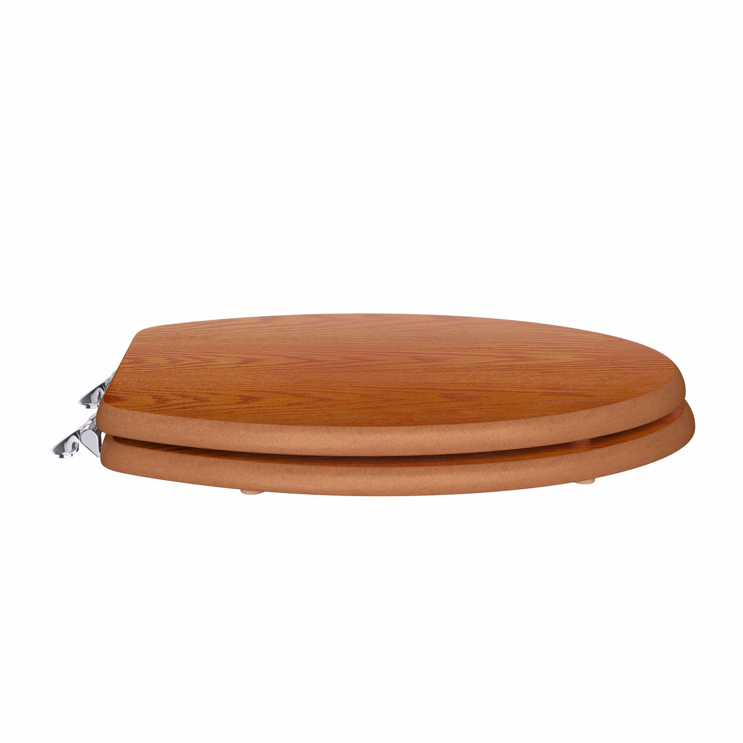 Jones Stephens C3B2E118CH Oak Designer Wood Toilet Seat, Closed Front with Cover, Chrome Hinges, Elongated