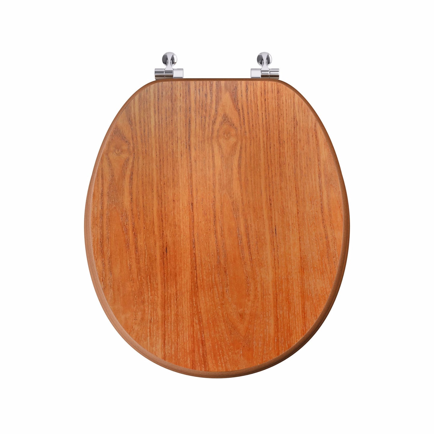 Jones Stephens C3B2R118CH Oak Designer Wood Toilet Seat, Closed Front with Cover, Chrome Hinges, Round