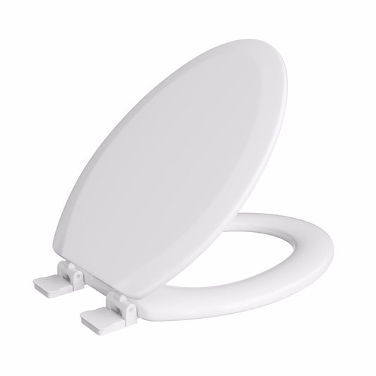 Jones Stephens C3B4E300AM White Premium Molded Wood Toilet Seat, Closed Front with Cover, QuicKlean®, Elongated