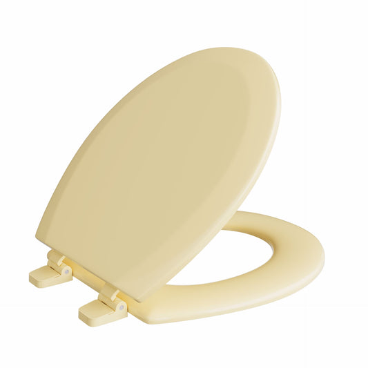 Jones Stephens C3B4R250 Citron Yellow Deluxe Molded Wood Toilet Seat, Closed Front with Cover, Round