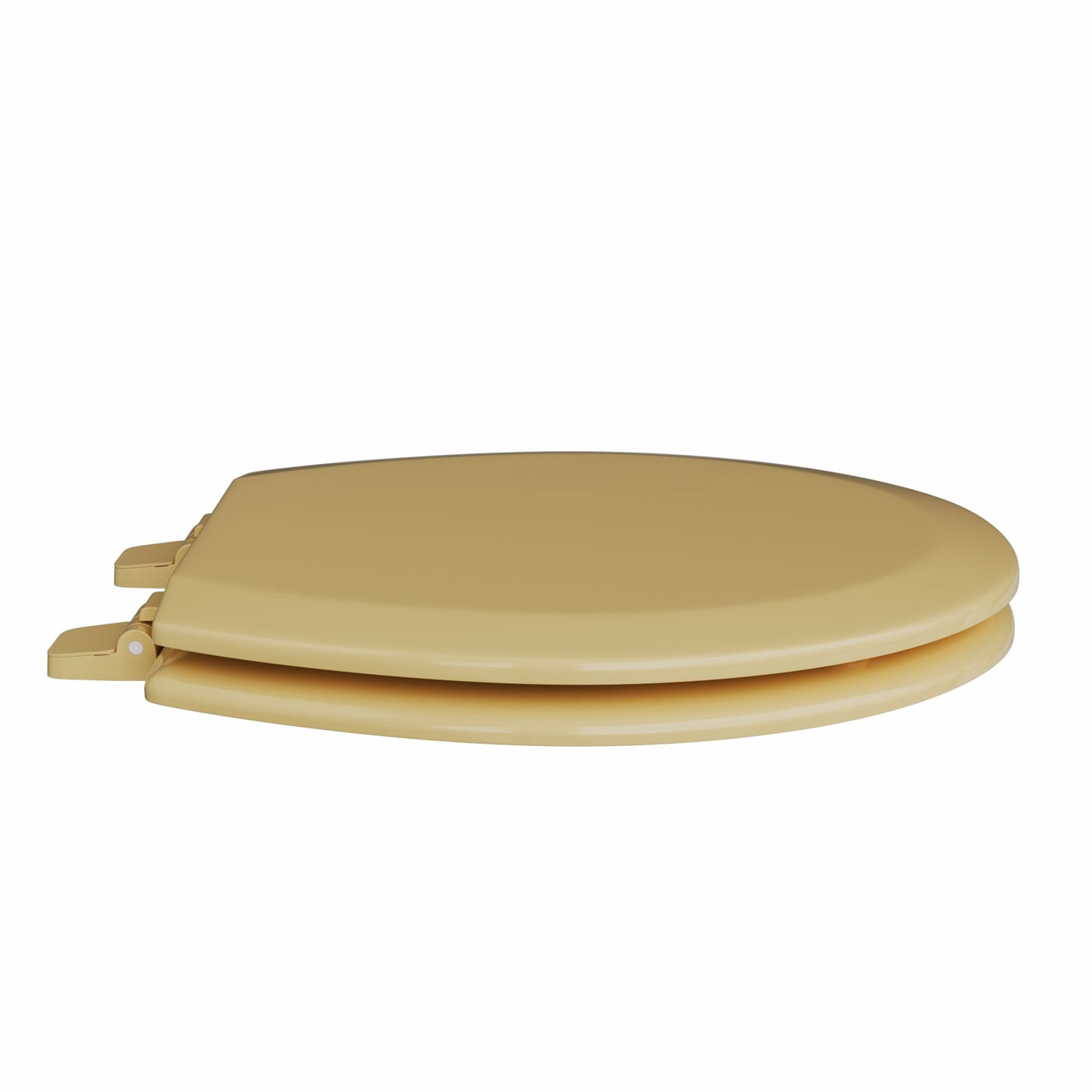 Jones Stephens C3B4R253 Harvest Gold Deluxe Molded Wood Toilet Seat, Closed Front with Cover, Round