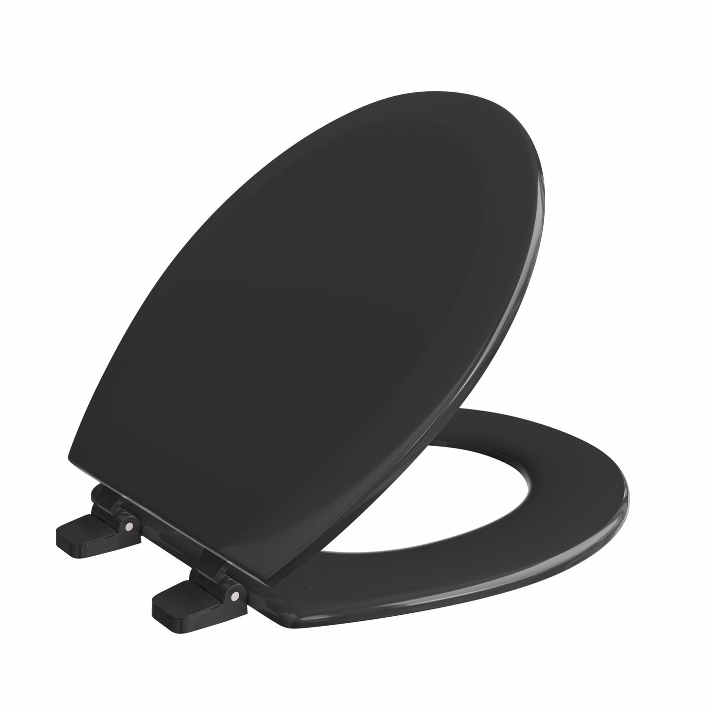 Jones Stephens C3B4R290 Black Deluxe Molded Wood Toilet Seat, Closed Front with Cover, Round