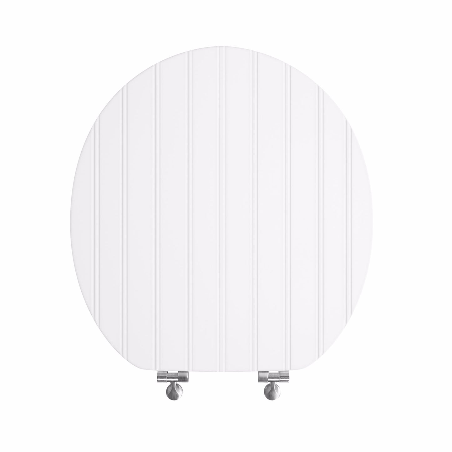 Jones Stephens C3B4R400CH White Bead Board Designer Wood Toilet Seat, Closed Front with Cover, Chrome Hinges, Round