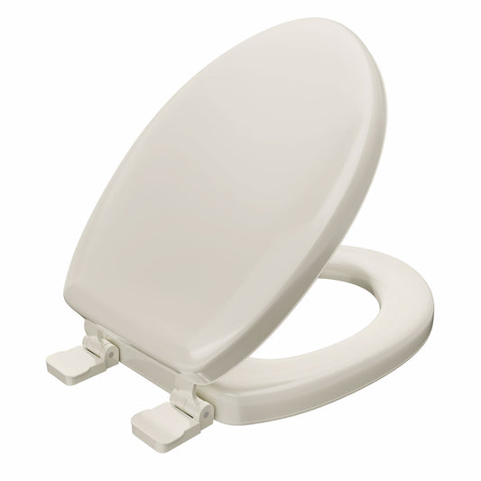 Jones Stephens C3B5E201 Bone Soft Toilet Seat, Closed Front with Cover, QuicKlean® Hinges, Elongated