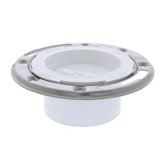 Jones Stephens C57034 3" x 4" PVC Closet Flange with Stainless Steel Ring and Knockout