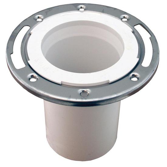 Jones Stephens C57334 3" x 4" PVC Closet Flange with Stainless Steel Ring less Knockout