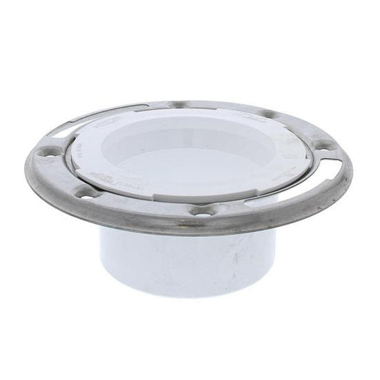 Jones Stephens C57134 3" x 4" PVC Closet Flange with Stainless Steel Ring less Knockout