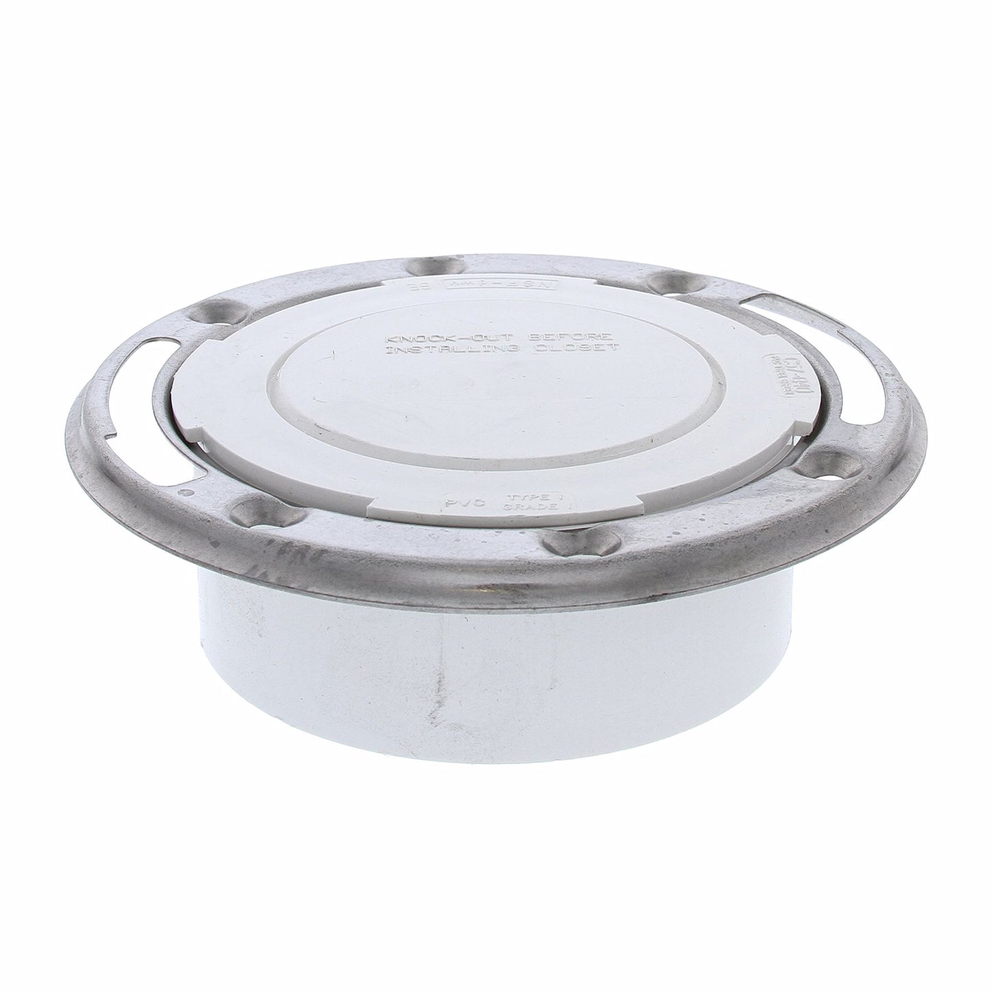Jones Stephens C57040 4" PVC Closet Flange with Stainless Steel Ring and Knockout