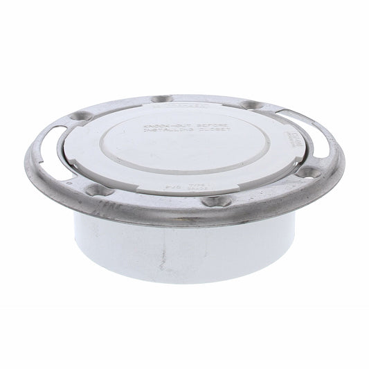 Jones Stephens C57040 4" PVC Closet Flange with Stainless Steel Ring and Knockout