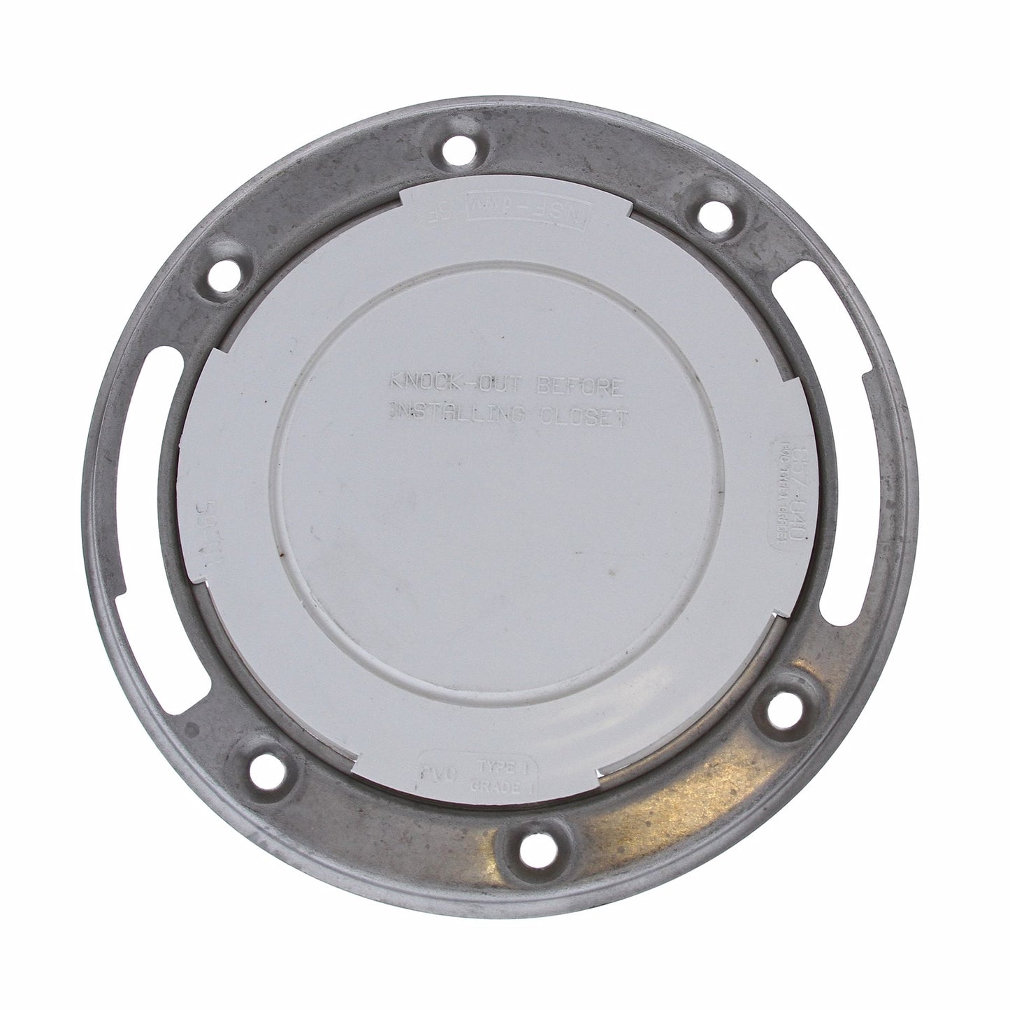 Jones Stephens C57040 4" PVC Closet Flange with Stainless Steel Ring and Knockout