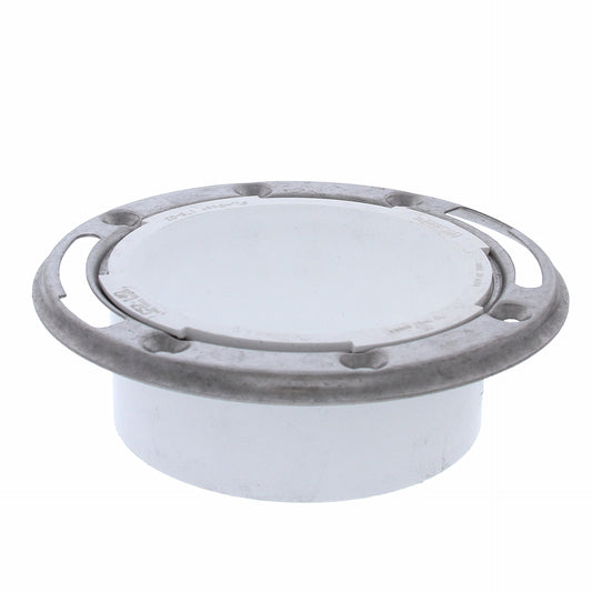 Jones Stephens C57140 4" PVC Closet Flange with Stainless Steel Ring less Knockout