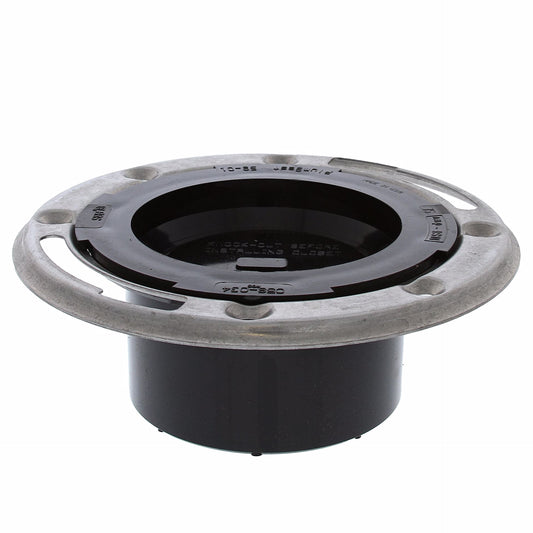 Jones Stephens C58034 3" x 4" ABS Closet Flange with Stainless Steel Ring and Knockout