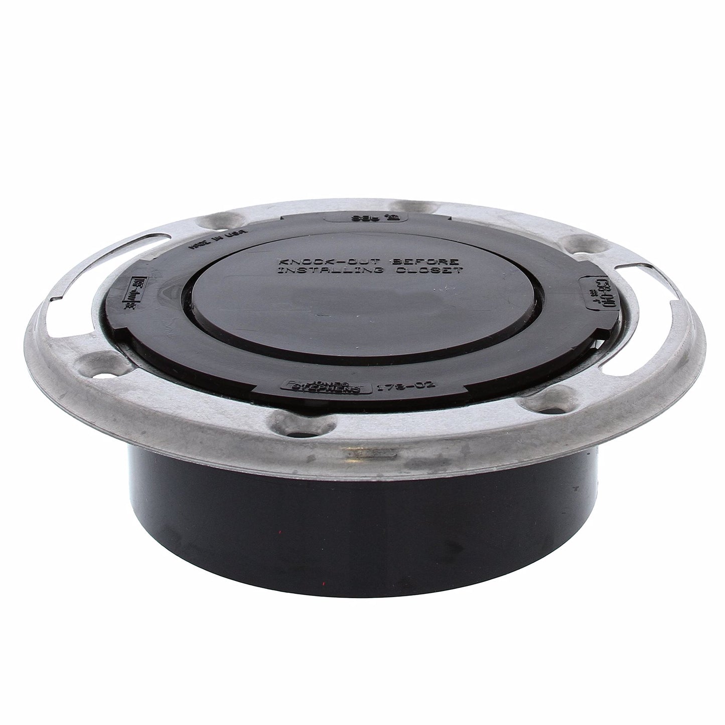 Jones Stephens C58040 4" ABS Closet Flange with Stainless Steel Ring and Knockout