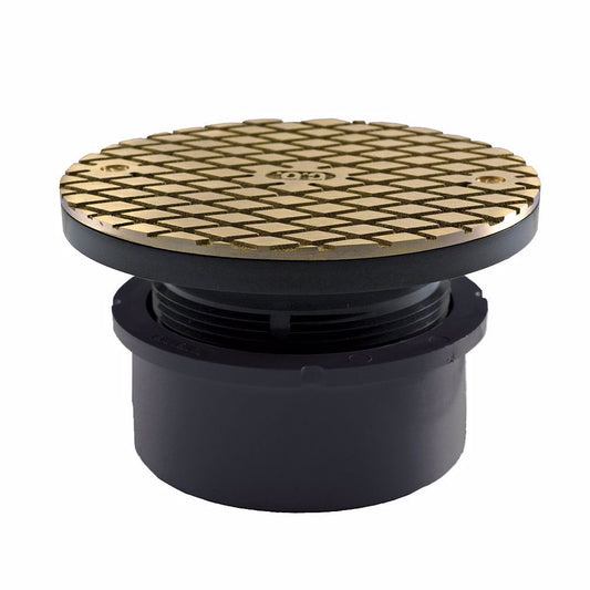 Jones Stephens C59003 4" Hub Fit Base Cleanout with 3-1/2" Plastic Spuds 6" Nickel Bronze Round Cover PVC