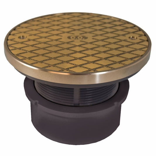Jones Stephens C59007 4" PVC Hub Fit Base Cleanout with 3-1/2" Plastic Spud and 6" Nickel Bronze Cover with Ring